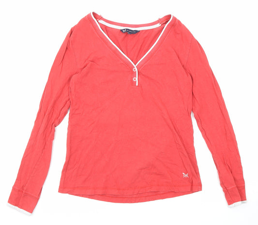 Crew Clothing Womens Red Cotton Basic T-Shirt Size XS V-Neck