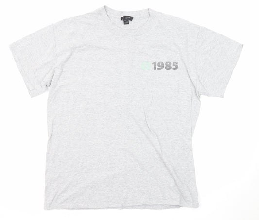 New Look Mens Grey Cotton T-Shirt Size M Round Neck - Evolve 1985