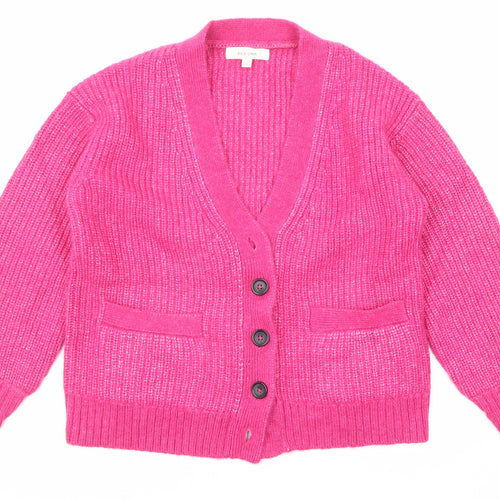 Per Una Womens Pink V-Neck Acrylic Cardigan Jumper Size S
