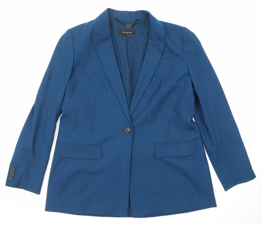 Autograph Womens Blue Polyester Jacket Suit Jacket Size 14