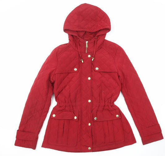 Michael Kors Womens Red Quilted Jacket Size S Zip