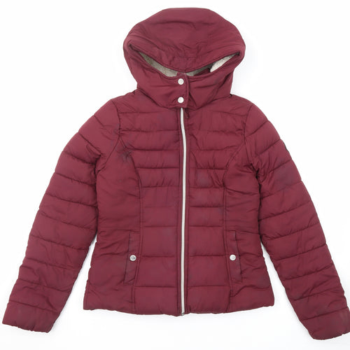 Hollister Womens Red Puffer Jacket Jacket Size S Zip