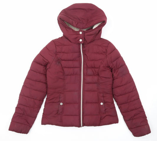 Hollister Womens Red Puffer Jacket Jacket Size S Zip
