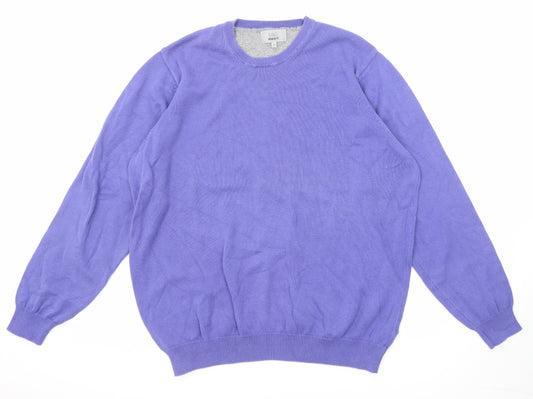 Marks and Spencer Womens Purple Round Neck Cotton Pullover Jumper Size L