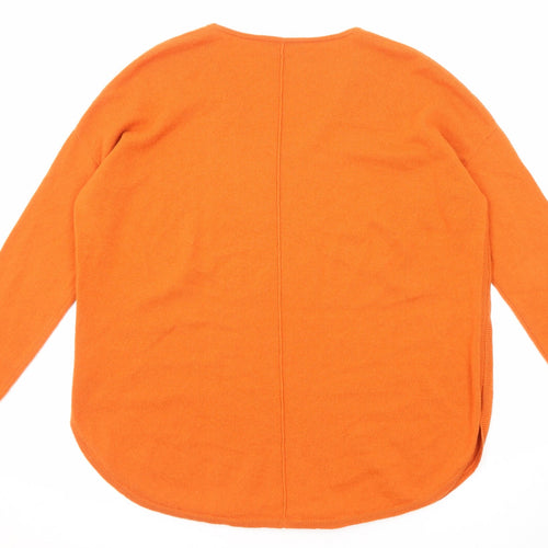 LUISA CERANO Womens Orange V-Neck Cotton Pullover Jumper Size 10