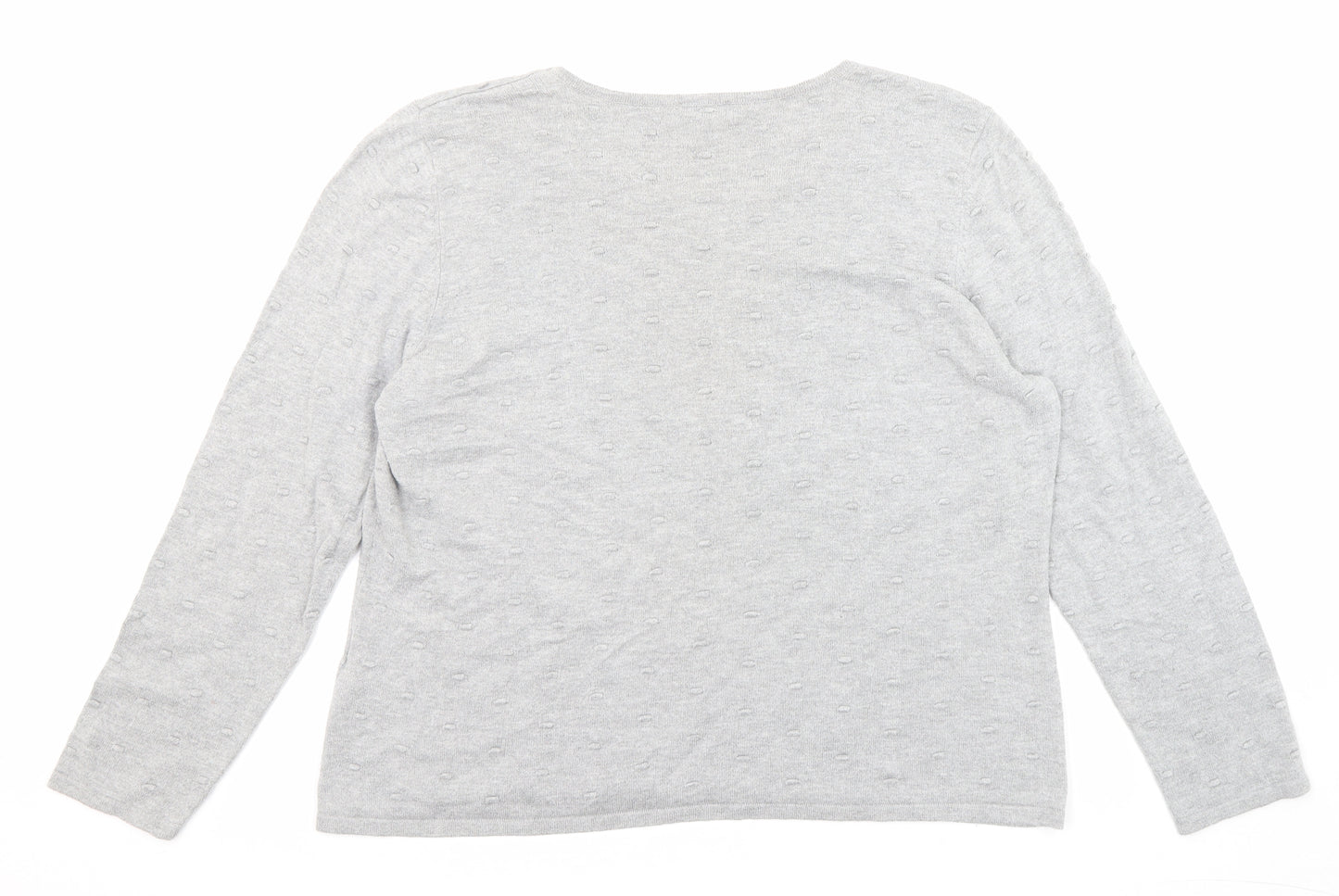 Eastex Womens Grey Round Neck Cotton Pullover Jumper Size 18