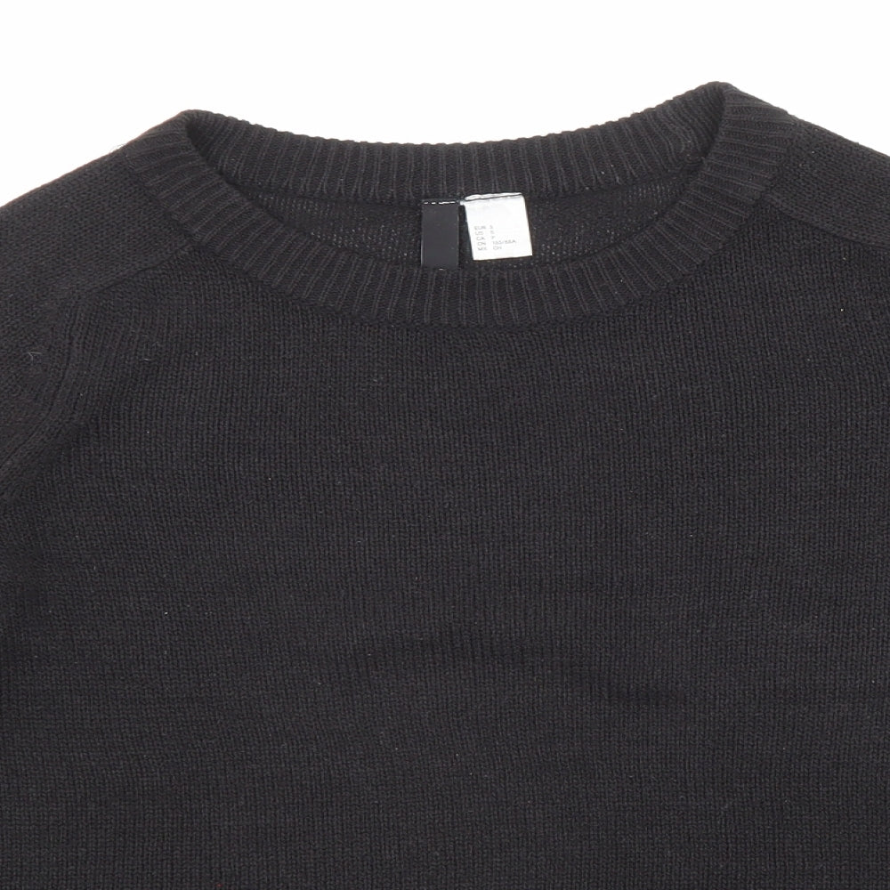 Divided by H&M Womens Black Round Neck Acrylic Pullover Jumper Size S