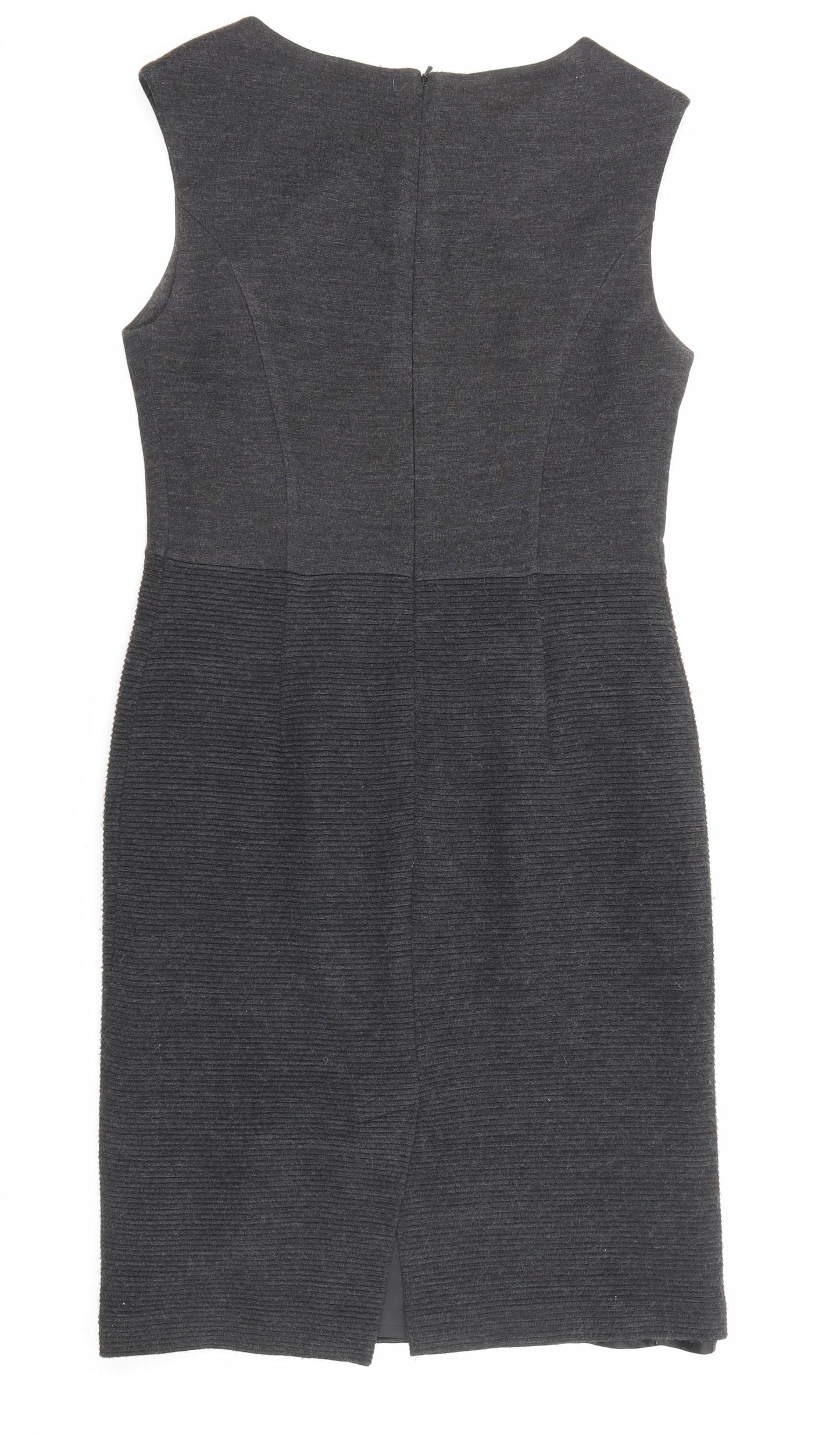 Marks and Spencer Womens Grey Acrylic Shift Size 10 Round Neck Zip