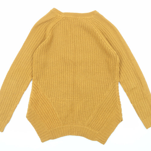 Select Womens Yellow Round Neck Acrylic Pullover Jumper Size 8