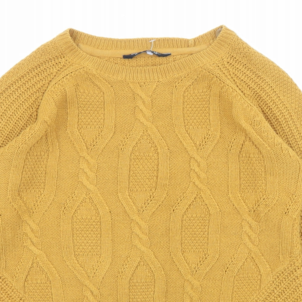 Select Womens Yellow Round Neck Acrylic Pullover Jumper Size 8