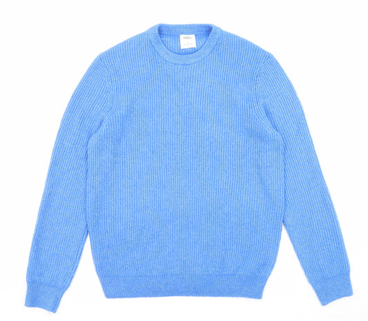 Marks and Spencer Mens Blue Round Neck Polyamide Pullover Jumper Size M Long Sleeve