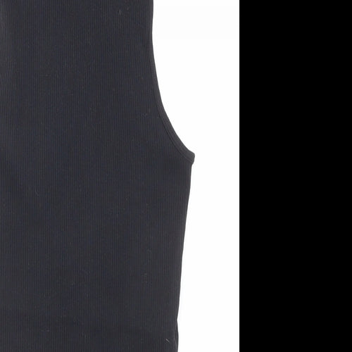 PRETTYLITTLETHING Womens Black Polyamide Bodysuit One-Piece Size S Snap