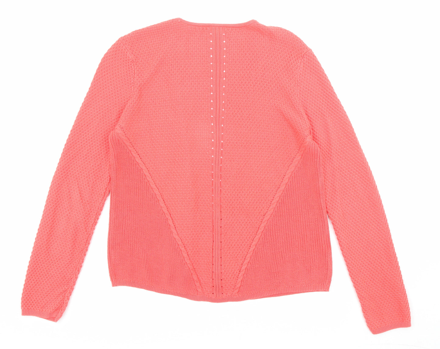 Laura Ashley Womens Pink V-Neck Cotton Cardigan Jumper Size 10