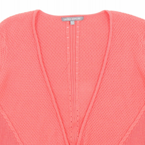 Laura Ashley Womens Pink V-Neck Cotton Cardigan Jumper Size 10