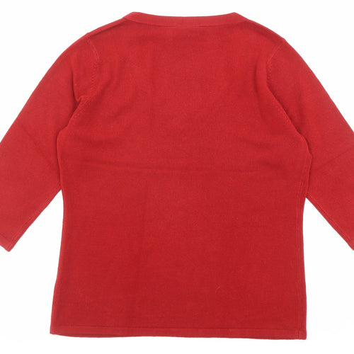 BHS Womens Red V-Neck Acrylic Pullover Jumper Size 14