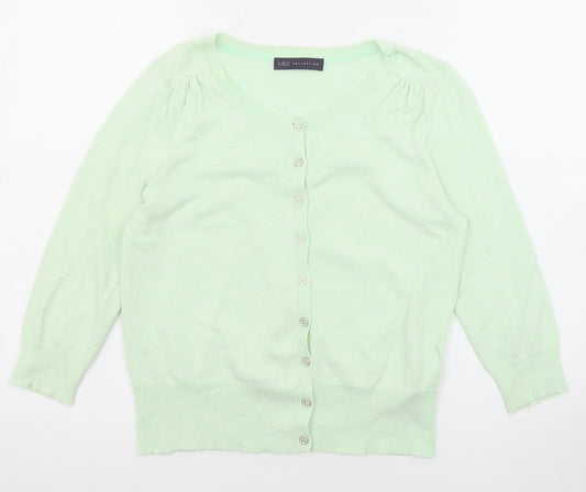 Marks and Spencer Womens Green Round Neck Cotton Cardigan Jumper Size 8