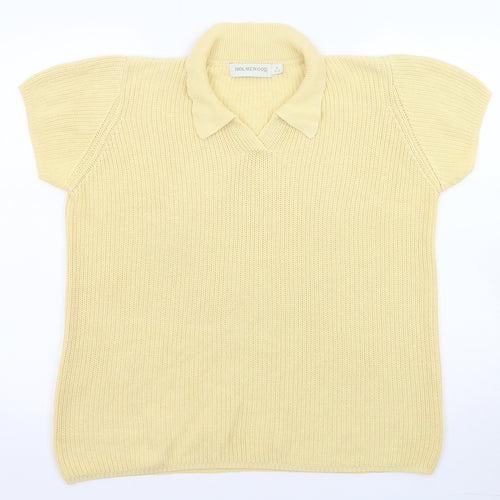 Holmewood Womens Yellow Collared Cotton Pullover Jumper Size 10 - Size 10-12