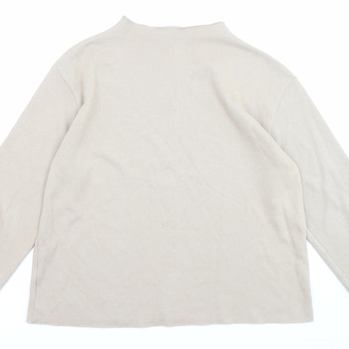 Zara Womens Beige High Neck Cotton Pullover Jumper Size L