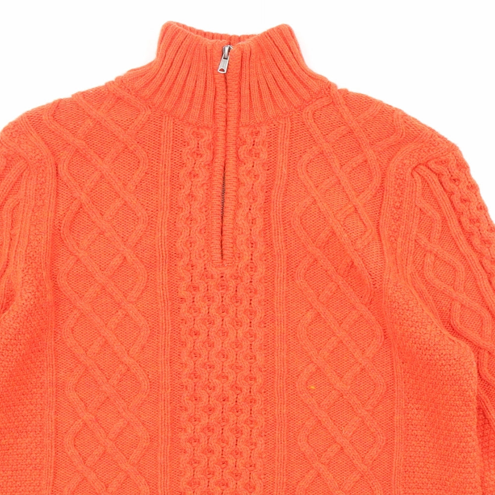 Superdry Mens Orange High Neck Acrylic Pullover Jumper Size M Long Sleeve