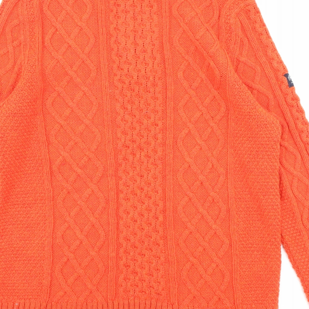 Superdry Mens Orange High Neck Acrylic Pullover Jumper Size M Long Sleeve