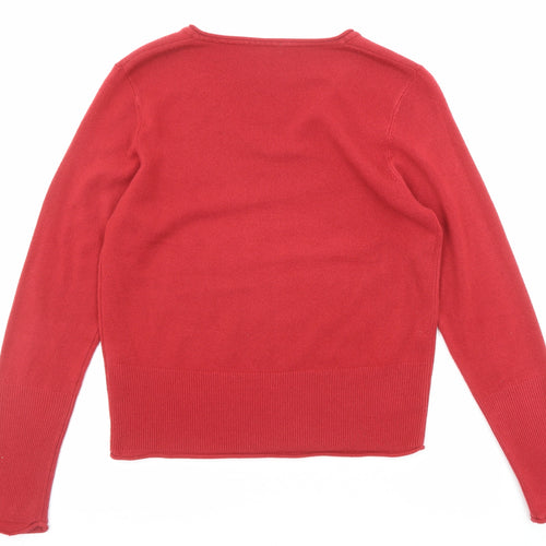 Per Una Womens Red V-Neck Acrylic Pullover Jumper Size 14