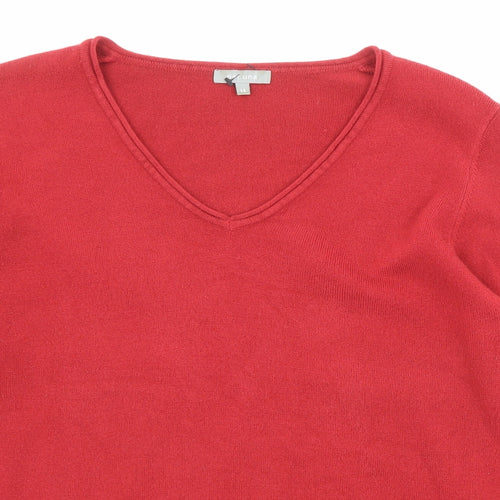 Per Una Womens Red V-Neck Acrylic Pullover Jumper Size 14