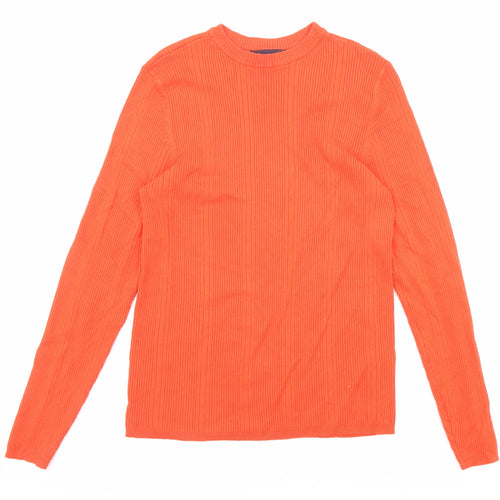 Marks and Spencer Womens Orange Round Neck Viscose Pullover Jumper Size 12