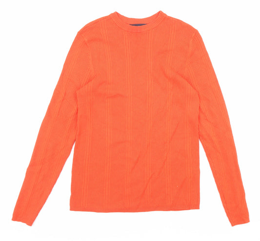 Marks and Spencer Womens Orange Round Neck Viscose Pullover Jumper Size 12