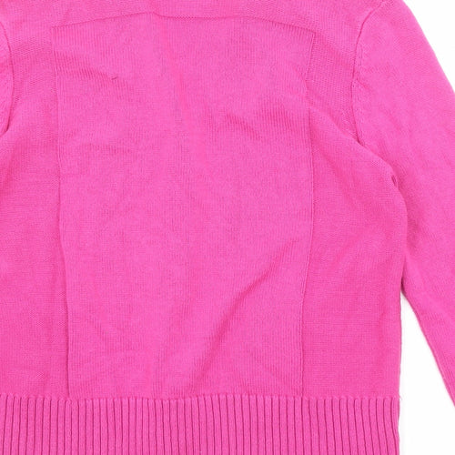 Damart Womens Pink Collared Cotton Cardigan Jumper Size 10 - Size 10-12