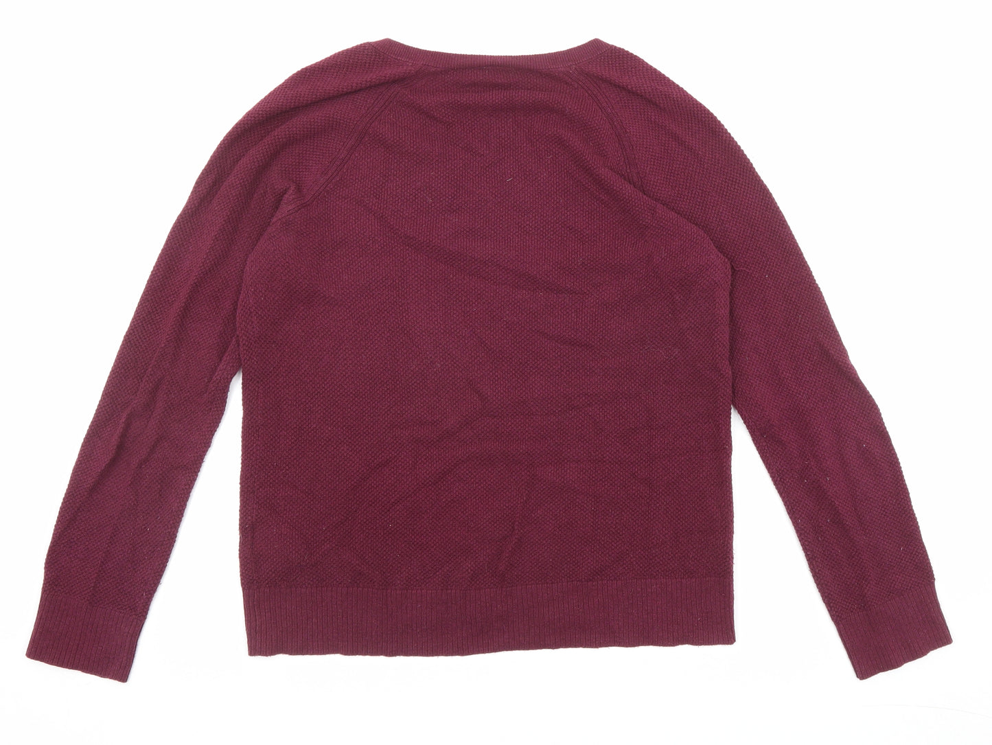 Gap Womens Purple V-Neck Cotton Pullover Jumper Size M