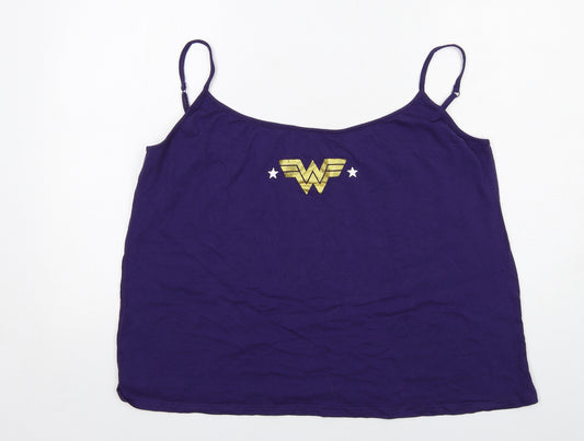 Wonder Woman Womens Purple Cotton Basic Tank Size 2XL Round Neck - Wonder Woman