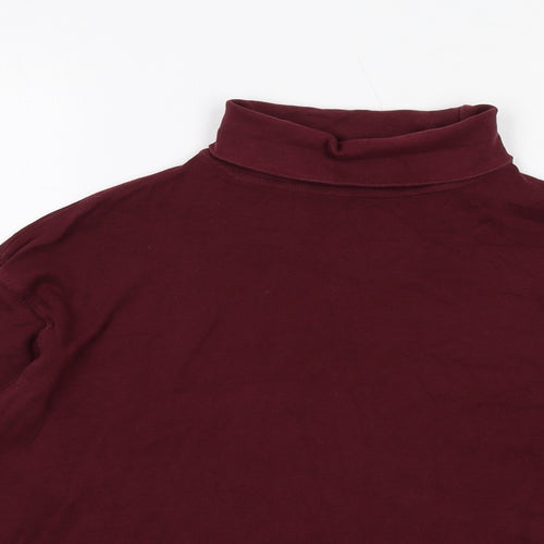 EWM Womens Red Cotton Basic T-Shirt Size M Roll Neck