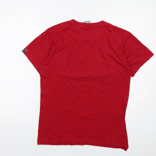 Kaitong Mens Red Cotton T-Shirt Size M Round Neck