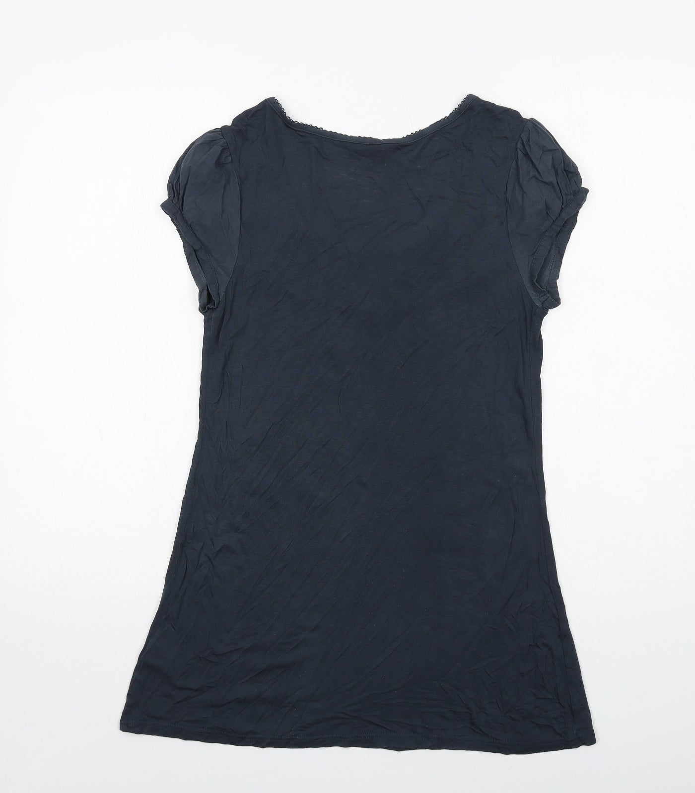 Miss Selfridge Womens Grey Viscose Basic T-Shirt Size 12 Scoop Neck