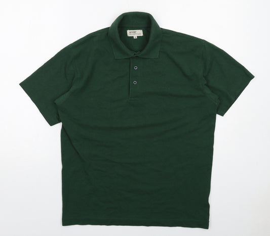 Arco Essentials Mens Green Polyester Polo Size M Collared Button