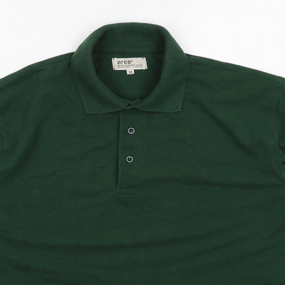 Arco Essentials Mens Green Polyester Polo Size M Collared Button