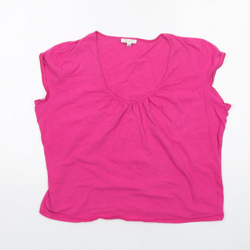 John Lewis Womens Pink Cotton Basic T-Shirt Size 18 Scoop Neck
