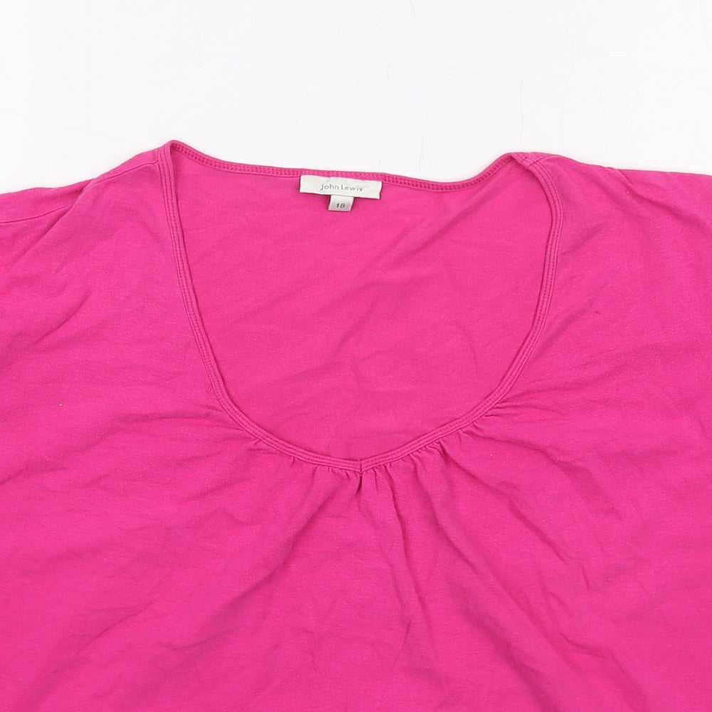 John Lewis Womens Pink Cotton Basic T-Shirt Size 18 Scoop Neck
