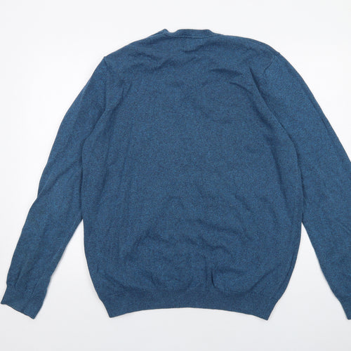 Marks and Spencer Mens Blue V-Neck Cotton Pullover Jumper Size XS Long Sleeve