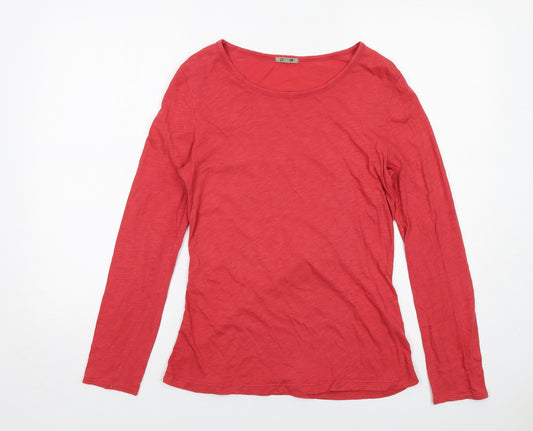 Jigsaw Womens Red Cotton Basic T-Shirt Size S Round Neck