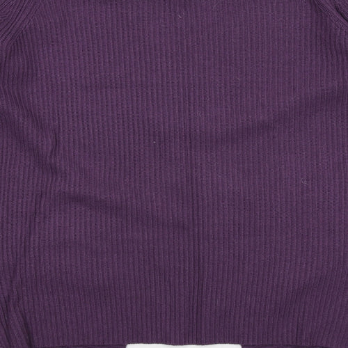 White Stuff Womens Purple Round Neck Viscose Cardigan Jumper Size L