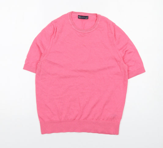 Marks and Spencer Womens Pink Round Neck Wool Pullover Jumper Size 10