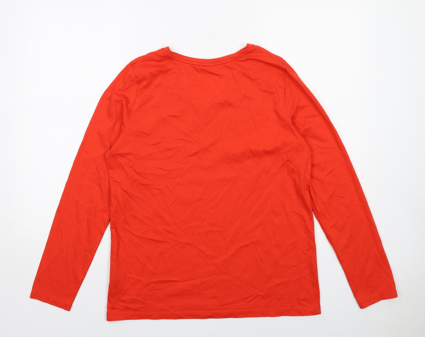 Lands' End Womens Red Cotton Basic T-Shirt Size S V-Neck