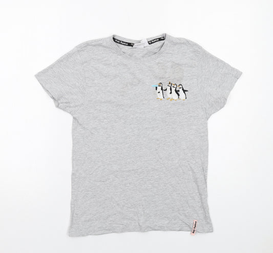 Disney Womens Grey Cotton Basic T-Shirt Size XS Round Neck - Mary Poppins Penguins