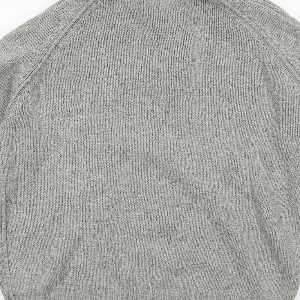 North Coast Mens Grey High Neck Cotton Pullover Jumper Size M Long Sleeve