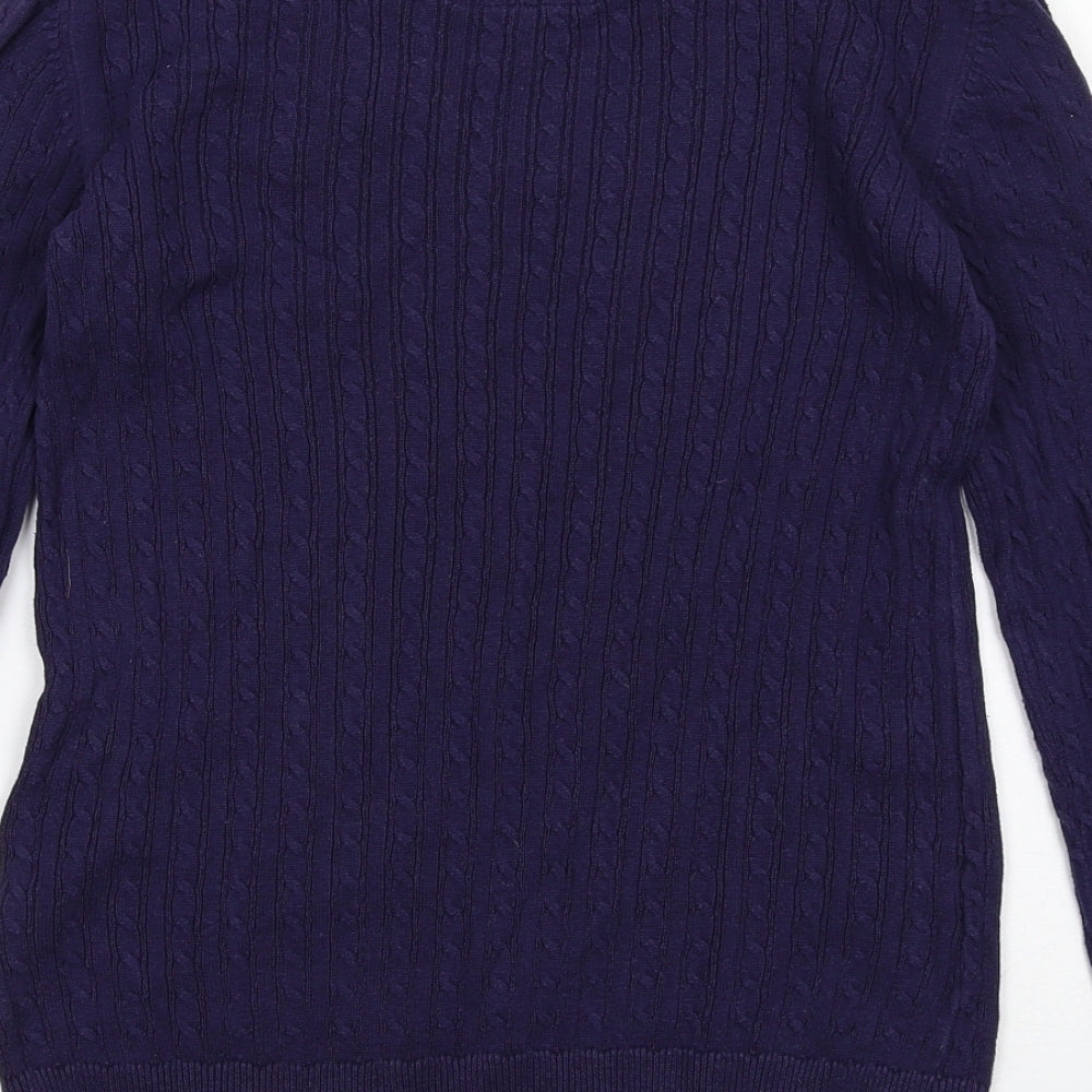 US Polo Assn. Womens Purple V-Neck Cotton Pullover Jumper Size S