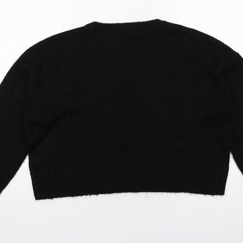 New Look Womens Black Round Neck Acrylic Pullover Jumper Size L