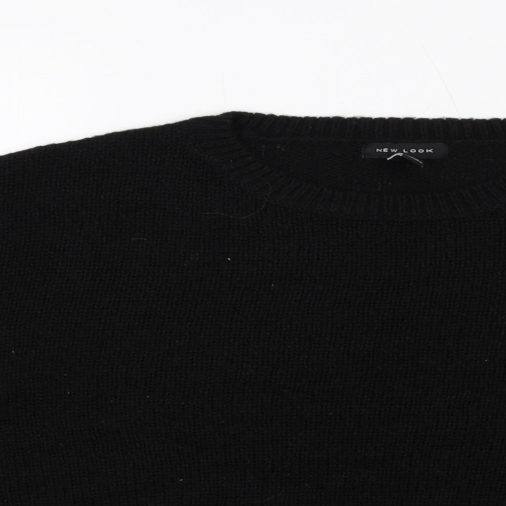 New Look Womens Black Round Neck Acrylic Pullover Jumper Size L