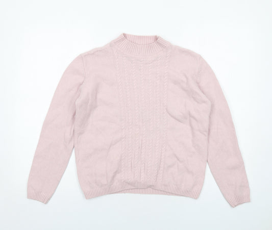 EWM Womens Pink Mock Neck Wool Pullover Jumper Size 14