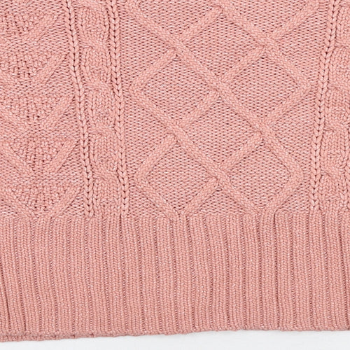 Zara Womens Pink Round Neck Cotton Pullover Jumper Size M